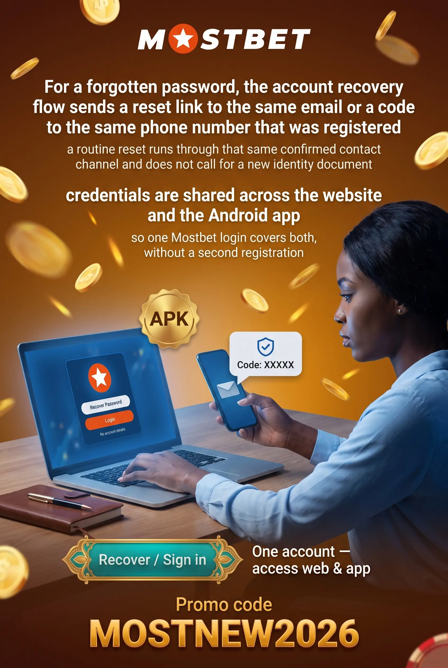 Mostbet login recovery and app access