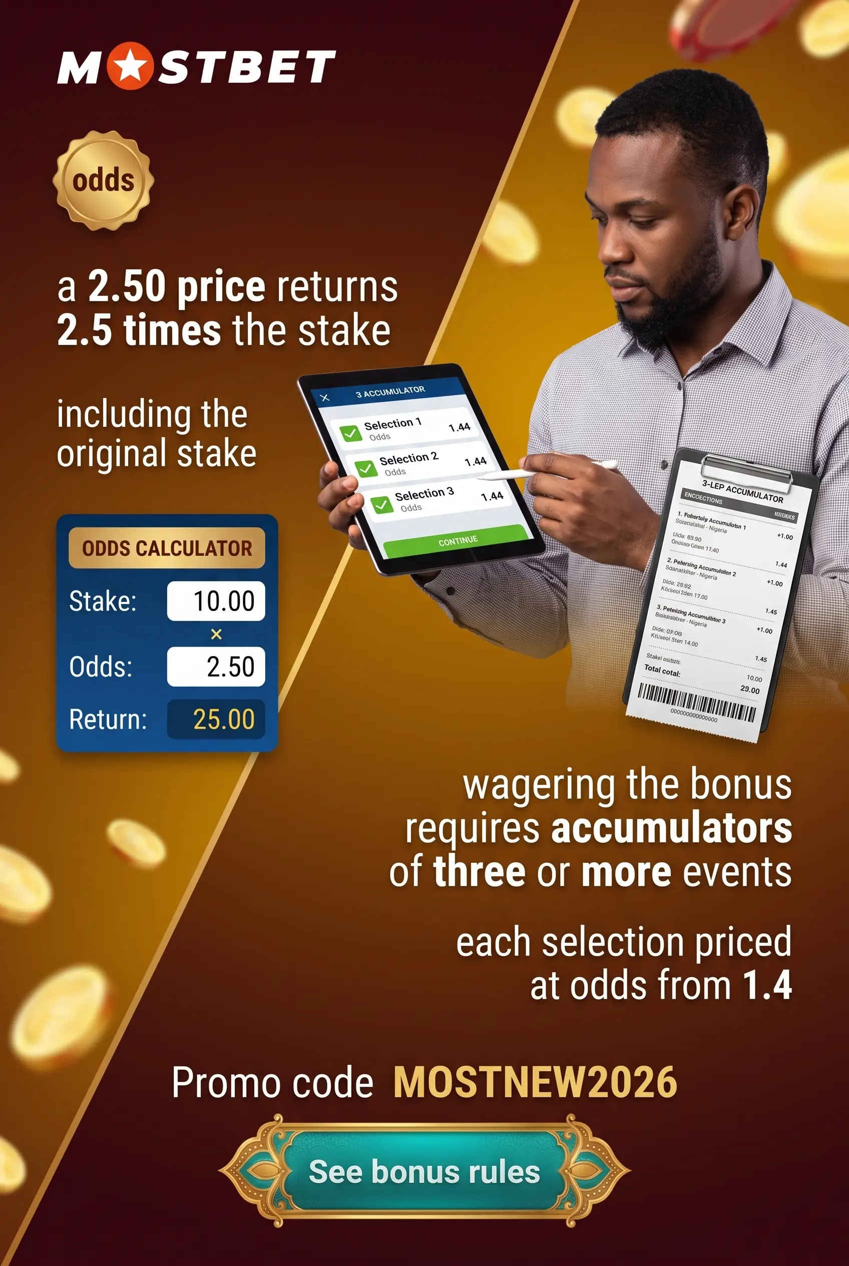 Odds accumulators and singles on Mostbet